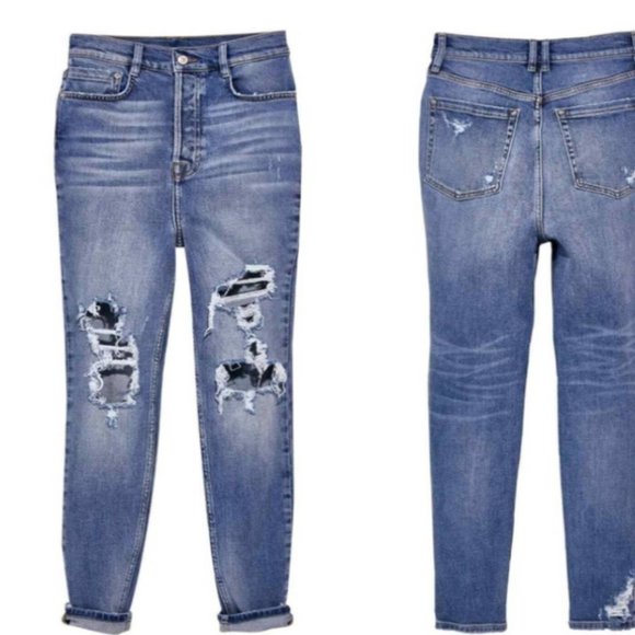 Free People Blue Phoenix Distressed Skinny Jeans Size 26 NEW - Picture 2 of 7